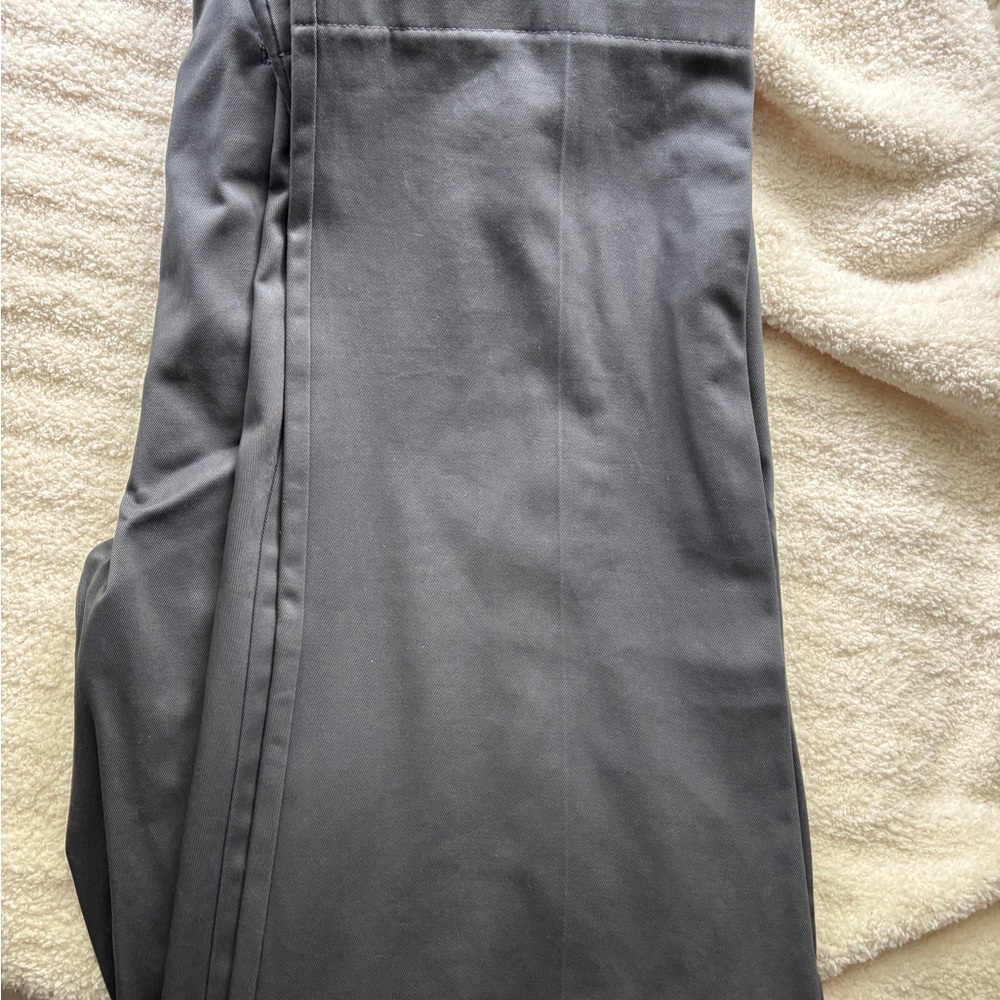 Lands' End Gray Chino/Dress Pants with Flat Front Design